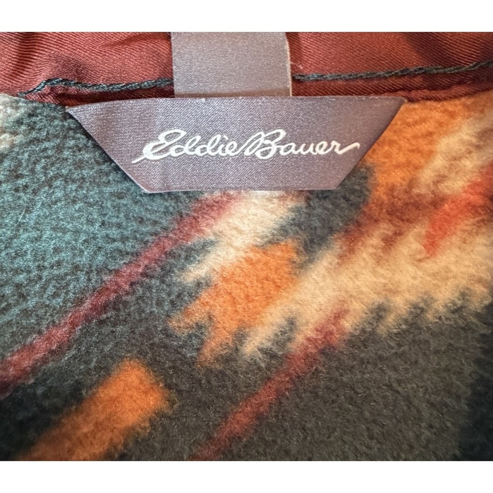 Eddie Bauer Fleece Shirt Mens Small Aztec Southwestern Double Pocket Button Up - Picture 4 of 9
